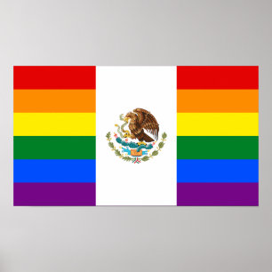 Póster México Orgullo gay LGBT Bandera Arcoiris