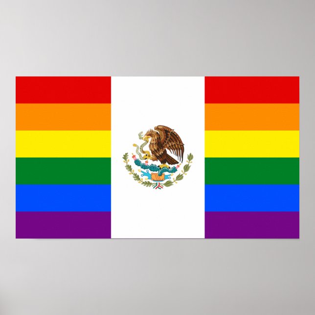 Póster México Orgullo gay LGBT Bandera Arcoiris (Frente)