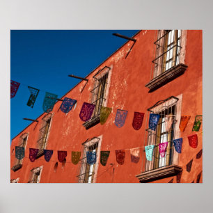 Póster México, San Miguel de Allende. Banderas de colores