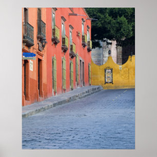 Póster México, San Miguel de Allende, casas a lo largo