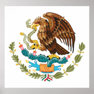 Póster MÉXICO SÍMBOLO DE ÁAGO MEXICANO Bandera Mexicana