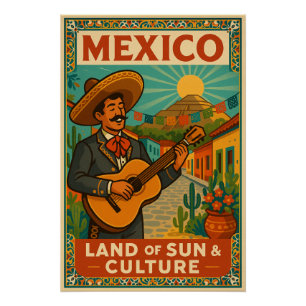 Póster México - Tierra del Sol y la Cultura