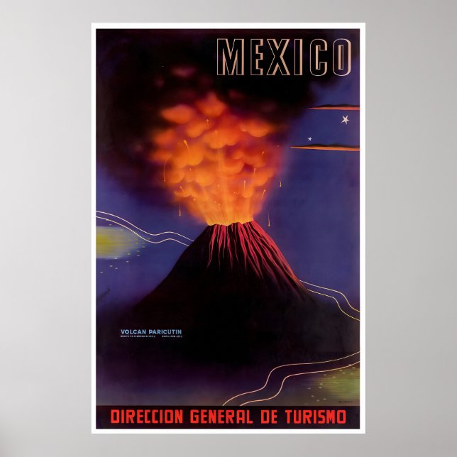 Póster Mexico Travel Print Mexican Art Volcano Poster (Frente)