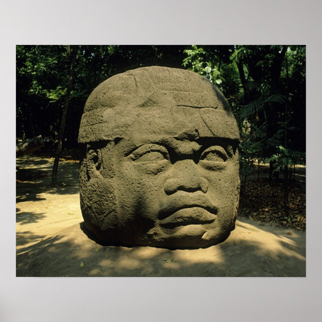 Póster México, Villahermosa, cabeza Olmec gigante, La Ven (Frente)