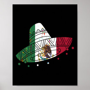 Póster México Vintage Bandera Mexicana Gorra del Orgullo 
