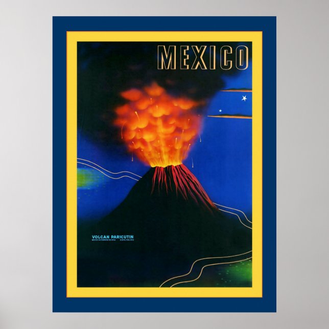 Póster México ~ Volcan Paricutin ~ Viajes de época (Frente)