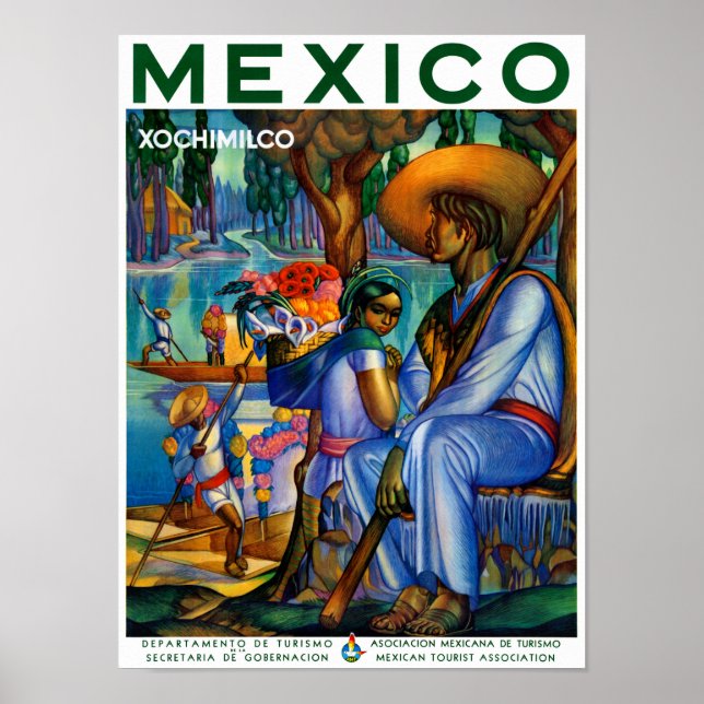 Póster Mexico Xochimilco Vintage Poster Restored (Frente)