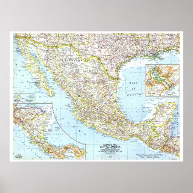 Póster México y Centroamérica: MAP detallado de 1961... (Frente)