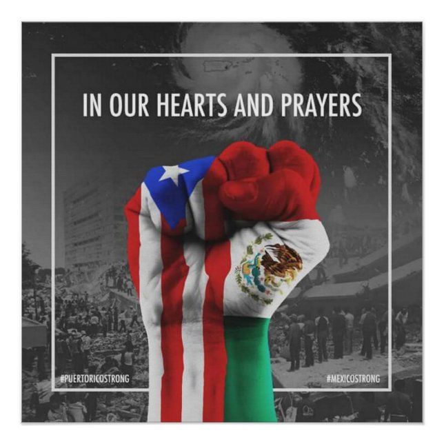 Póster México y Puerto Rico unidos y orgullosos (Anverso)