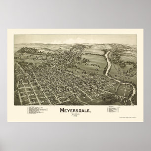 Póster Meyersdale, PA Panoramic Map - 1900