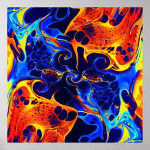Póster mezcla colorida de pinturas de neón girando en neg