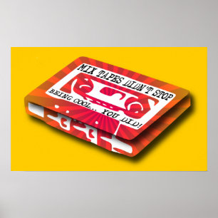 Póster Mezcla de cintas divertidas Rótulo Poster Imprimir