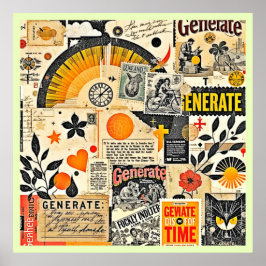 Póster Mezcla de éfera de papel retro