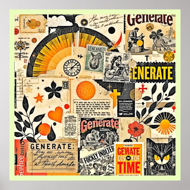 Póster Mezcla de éfera de papel retro (Frente)