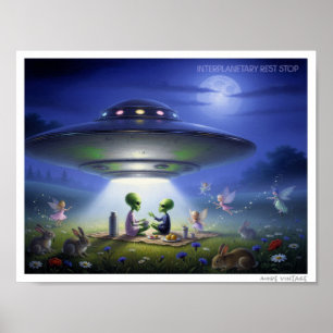 PÓSTER MEZCLA RARA DE ALIENÍGENAS PIXIES Y HADAS