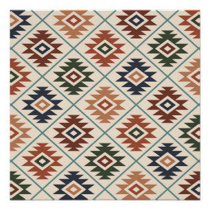 Póster Mezcla Stylized símbolo azteca del color del