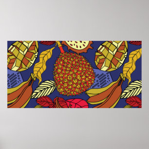 Póster Mezcla tropical exótica de frutas. Naturaleza flor