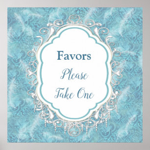 Póster Mezclar patrón azul, plumas y encaje blanco