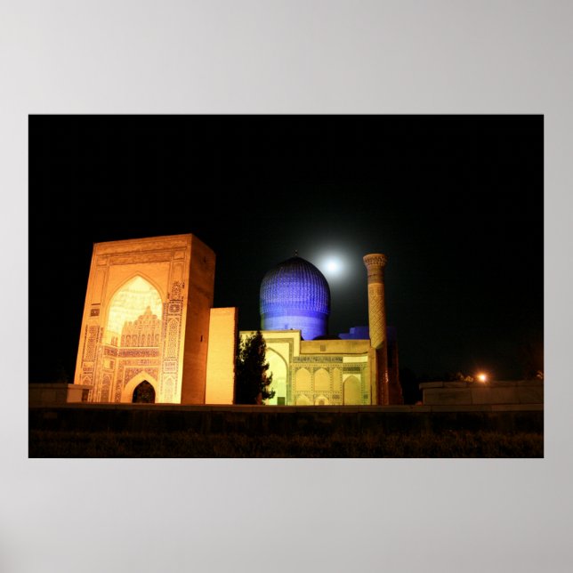 Póster Mezquita Amir Timur Uzbekistán foto en lona grande (Frente)