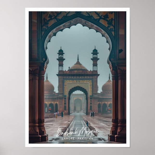 Póster Mezquita Badshahi en Lahore Art lugar famoso (Frente)