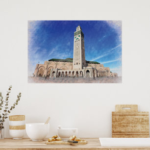 Póster Mezquita de Casablanca de Marruecos Hassan 2 Islám