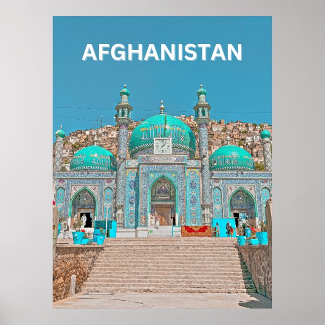 Póster Mezquita del Santuario Azul Sakhi en Kabul Afganis (Frente)