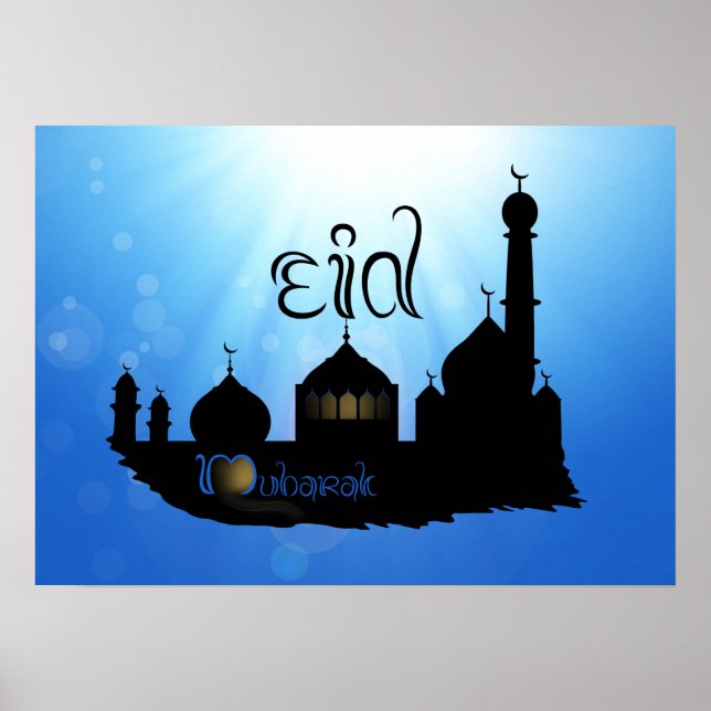 Póster Mezquita Eid Mubarak con tipografía (Frente)