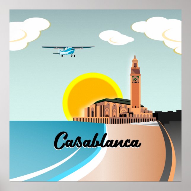 Póster Mezquita Hassan II Casablanca Marruecos (Frente)