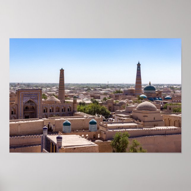 Póster Mezquita Islam Khodja y Citadel Kunya-ark - Khiva (Frente)