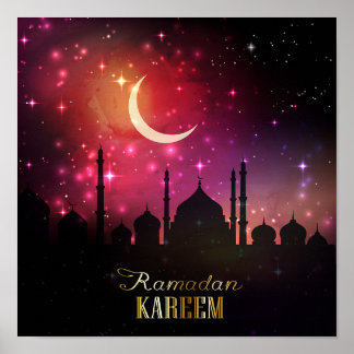 Póster Mezquita Ramadan Amanecer Rosa