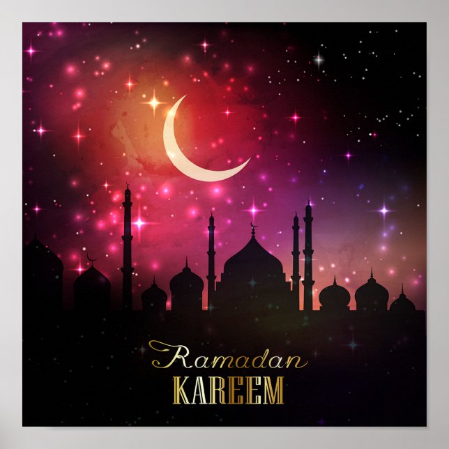 Póster Mezquita Ramadan Amanecer Rosa (Frente)