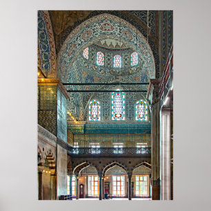 Póster Mezquita Sultan Ahmed. Diseño interior.