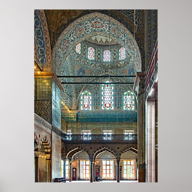 Póster Mezquita Sultan Ahmed. Diseño interior. (Frente)