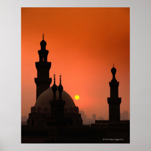 Póster Mezquitas en la puesta del sol