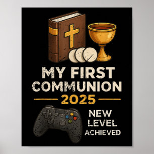 Póster Mi 1er Primera Comunión 2025 Videojuego Católico B