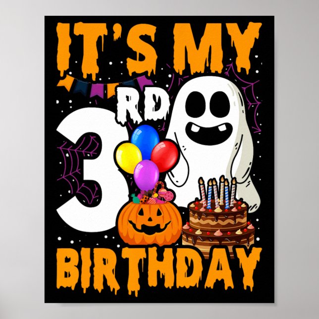 Póster Mi 3er cumpleaños, fiesta de Halloween de la Calab (Frente)