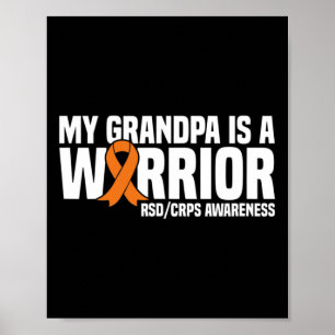 Póster Mi Abuelo Es Un Guerrero Naranja Ribbon Rsdcrps Aw