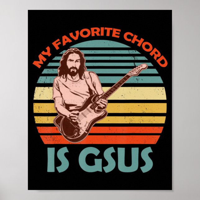Póster Mi acorde favorito es Gsus Jesus Guitarist Guitar  (Frente)