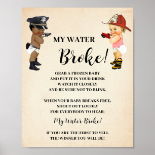 Póster Mi agua se rompió Juego de baby shower para nuevo