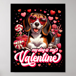 Póster Mi Beagle es mi camiseta de San Valentín Ropa de a