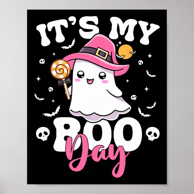 Póster Mi Boo Day Cute Halloween Cumpleaños Fantasma Chic (Frente)