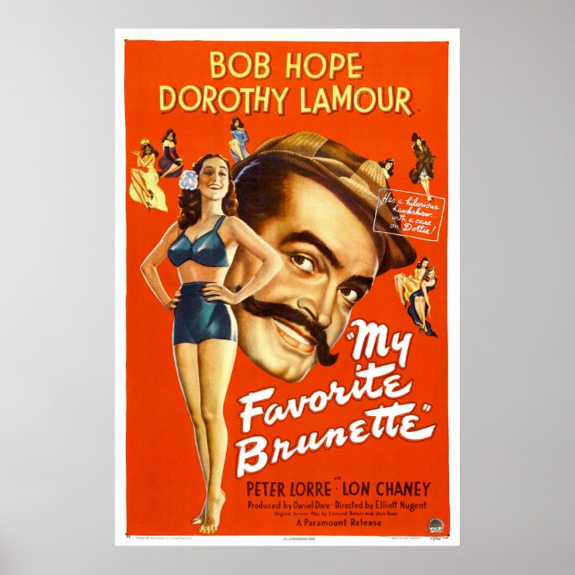 Póster "Mi Brunette favorita" - Poster de cine de época (Frente)
