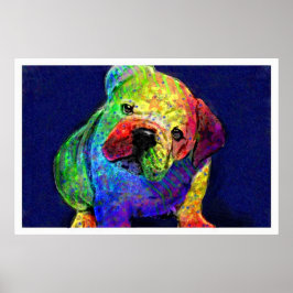 Póster mi bulldog psicodélico