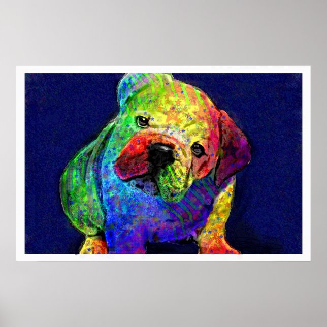 Póster mi bulldog psicodélico (Frente)