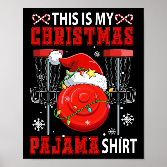 Póster Mi Camiseta De Navidad De Pijama Disc Golf Equipo  (Frente)