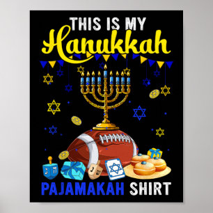 Póster Mi Camiseta De Pijama De Hanukkah Jugador De Fútbo