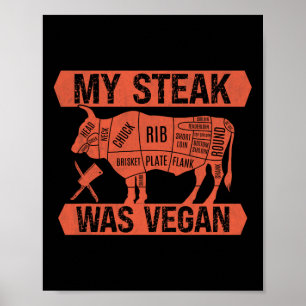 Póster Mi Carne Era Vegan Funny Comer Steate Lover Be