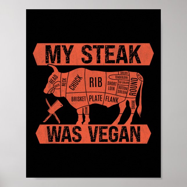 Póster Mi Carne Era Vegan Funny Comer Steate Lover Be (Frente)