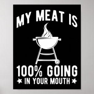 Póster Mi Carne Va 100% En Tu Boca Divertida Bbq Gril