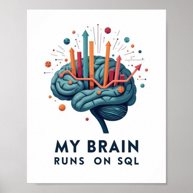 Póster Mi cerebro funciona con SQL – Equipo de datos (Frente)